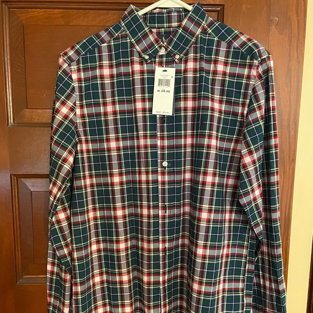 Boys plaid Ralph Lauren long sleeve shirt